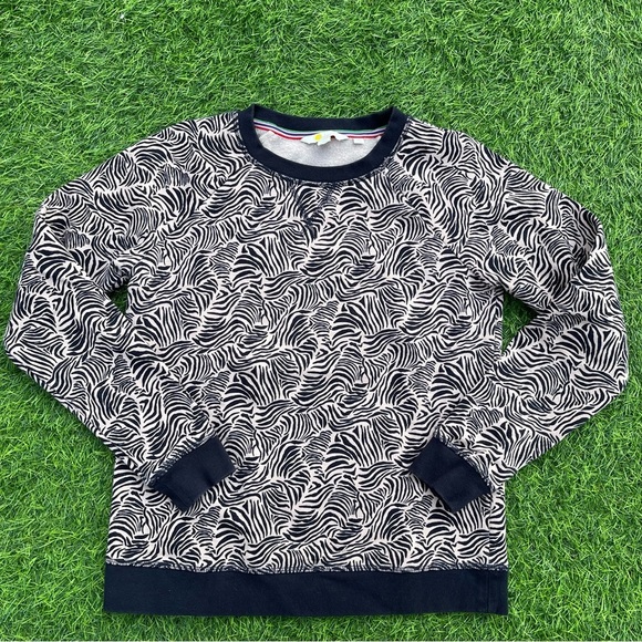 Boden The Sweatshirt Milkshake Pink and Navy Ripple Wave Fleece Pullover Size XS - Picture 6 of 7